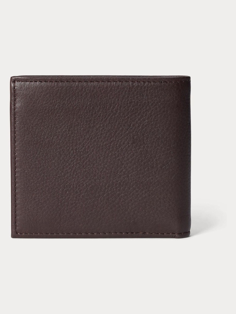 Polo Ralph Lauren Brown Pebbled Leather Billfold Coin Wallet - Image 2 of 3