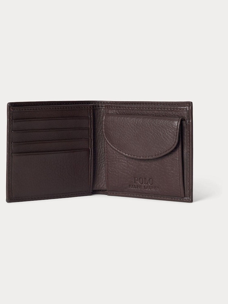 Polo Ralph Lauren Brown Pebbled Leather Billfold Coin Wallet - Image 3 of 3