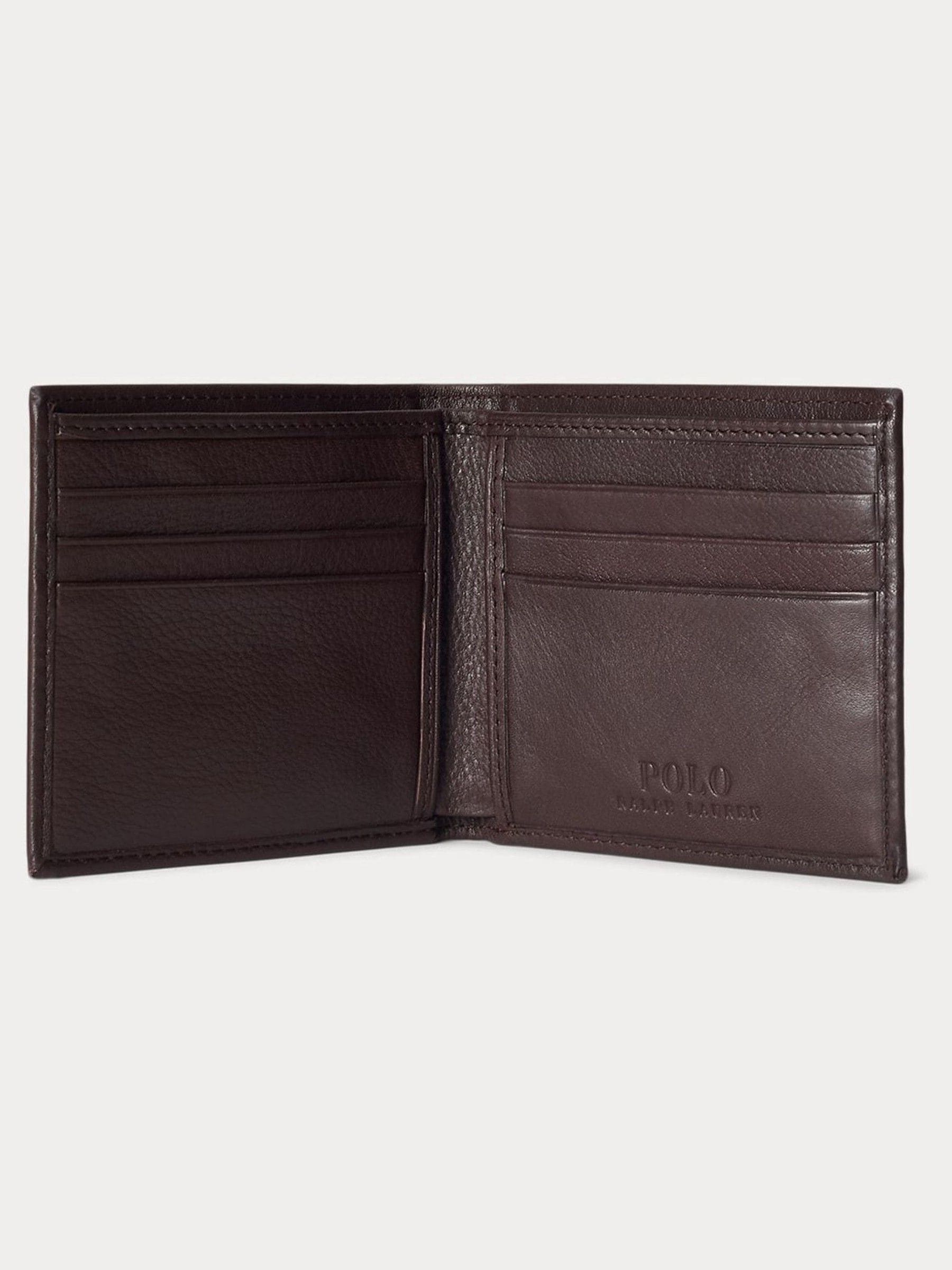 Buy Polo Ralph Lauren Brown Pebbled Leather Billfold Wallet from