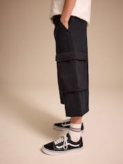 Black Extra Long 100% Cotton Cargo Jort Shorts (3-16yrs) - Image 4 of 4