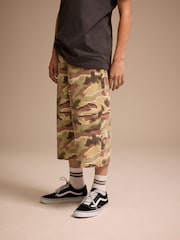 Green/Brown Camoflage Extra Long Jort 100% Cotton Denim Shorts (3-16yrs) - Image 1 of 8