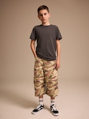 Green/Brown Camoflage Extra Long Jort 100% Cotton Denim Shorts (3-16yrs) - Image 2 of 8