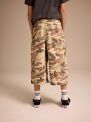 Green/Brown Camoflage Extra Long Jort 100% Cotton Denim Shorts (3-16yrs) - Image 3 of 8