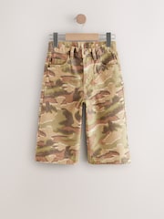 Green/Brown Camoflage Extra Long Jort 100% Cotton Denim Shorts (3-16yrs) - Image 5 of 8