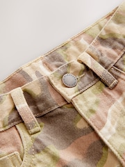 Green/Brown Camoflage Extra Long Jort 100% Cotton Denim Shorts (3-16yrs) - Image 7 of 8