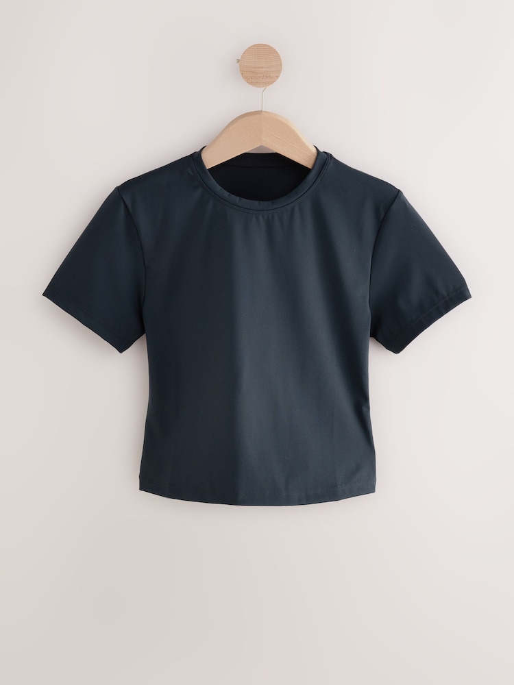 self. Black self. Fitted Short Sleeve Top - Image 1 of 3