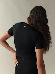 self. Black self. Fitted Short Sleeve Top - Image 4 of 9