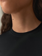 self. Black self. Fitted Short Sleeve Top - Image 5 of 9