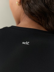 self. Black self. Fitted Short Sleeve Top - Image 6 of 9