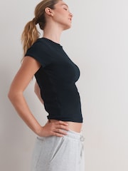 Black Hidden Support Ribbed T-Shirt - Image 3 of 5
