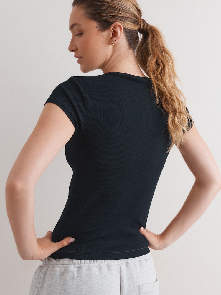 Black Hidden Support Ribbed T-Shirt - Image 5 of 5