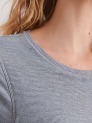Grey Hidden Support Ribbed T-Shirt - Image 5 of 5