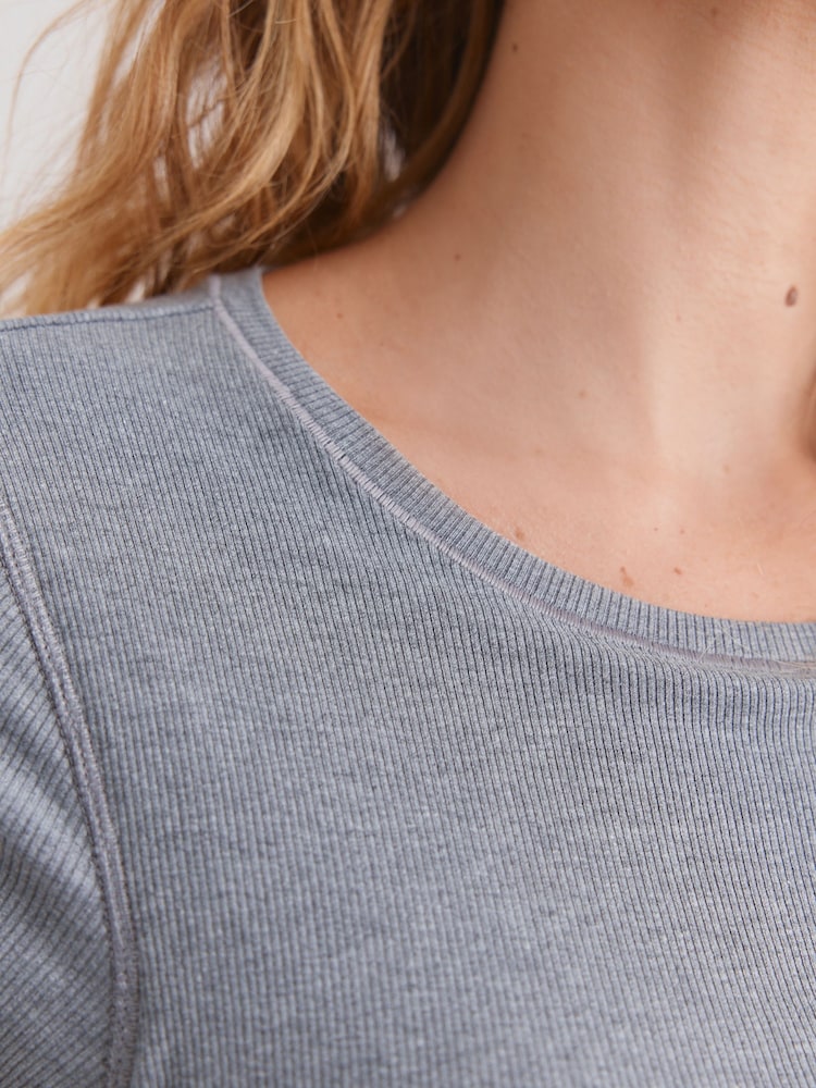Grey Hidden Support Ribbed T-Shirt - Image 5 of 5