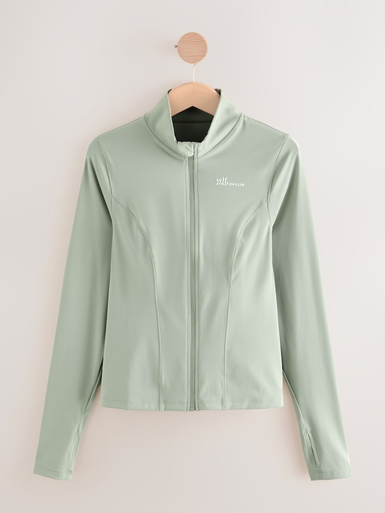 self. Sage Green Sculpting Zip Through Jacket - Image 1 of 3