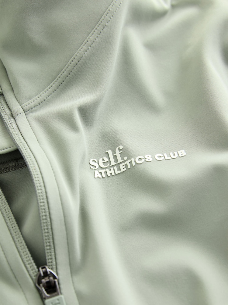 self. Sage Green Sculpting Zip Through Jacket - Image 2 of 3