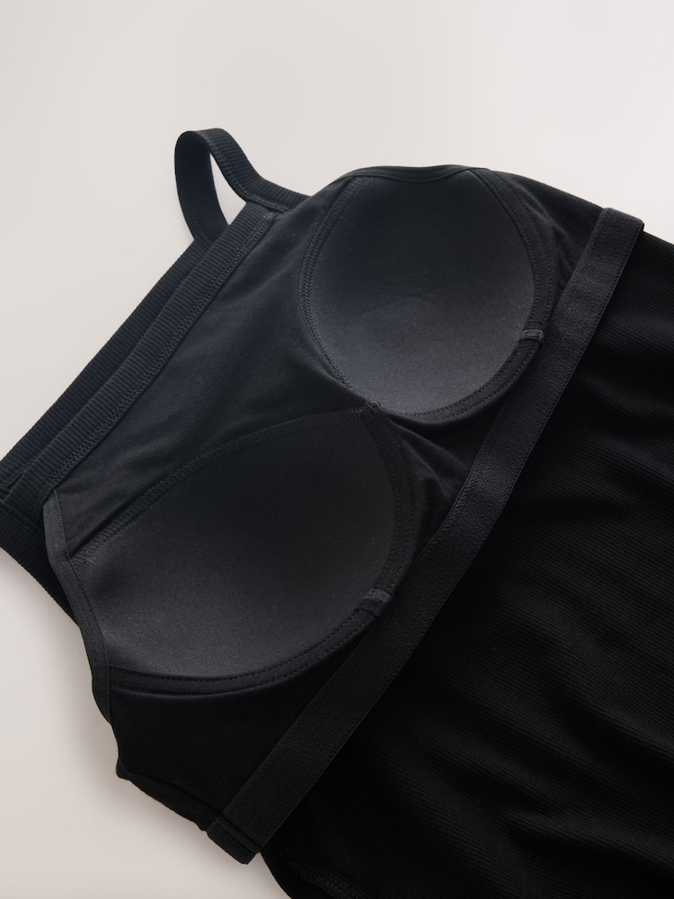 Black Cotton Rib Hidden Support High Neck Vest - Image 11 of 11 Black Cotton Rib Hidden Support High Neck Vest - Image 11 of 11