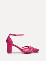 Linzi Pink Tasha Scuba Block Court Heels With Mesh Front Detail - Image 2 of 5