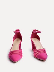 Linzi Pink Tasha Scuba Block Court Heels With Mesh Front Detail - Image 3 of 5