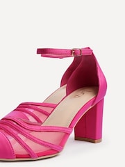 Linzi Pink Tasha Scuba Block Court Heels With Mesh Front Detail - Image 4 of 5