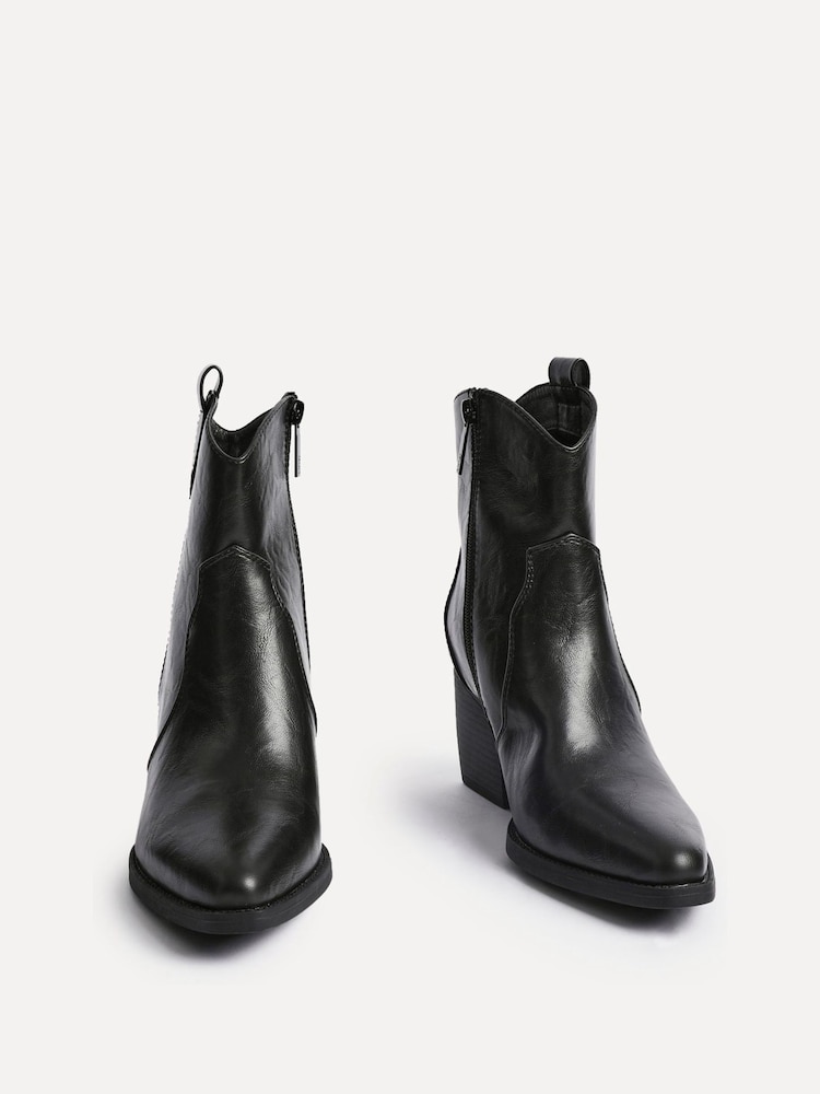 Czarny - Linzi Jessie Faux Suede Western Ankle Boots - Image 3 of 6