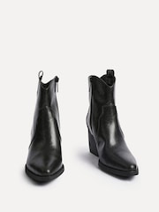 Linzi Black Jessie Faux Suede Western Ankle Boots - Image 4 of 6