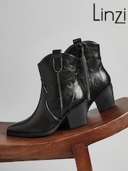 Linzi Black Jessie Faux Suede Western Ankle Boots - Image 8 of 10