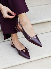 Linzi Red Prague Pointed Toe Ballet Flats With Buckle Detail - Image 2 of 6