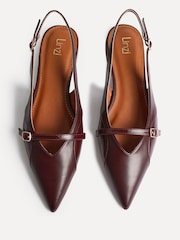 Linzi Red Prague Pointed Toe Ballet Flats With Buckle Detail - Image 5 of 6