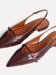 Linzi Red Prague Pointed Toe Ballet Flats With Buckle Detail - Image 6 of 6