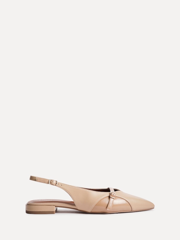 Naravni - Linzi Prague Pointed Toe Ballet čevlji s plosko peto/brez pete With Buckle Detail - Slika 1 iz 5 Naravni - Linzi Prague Pointed Toe Ballet čevlji s plosko peto/brez pete With Buckle Detail - Slika 1 iz 5