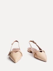 Linzi Natural Prague Pointed Toe Ballet Flats With Buckle Detail - Image 3 of 5