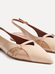 Linzi Natural Prague Pointed Toe Ballet Flats With Buckle Detail - Image 4 of 5