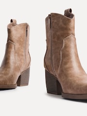 Linzi Light Natural Jessie Faux Suede Western Ankle Boots - Image 5 of 6