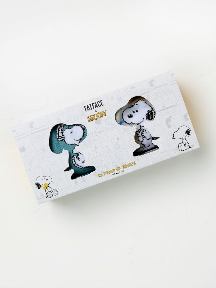 Multi Colour Snoopy Socks in a Gift Box 2 Pack - Image 1 of 2