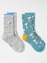 Multi Colour Snoopy Socks in a Gift Box 2 Pack - Image 2 of 2