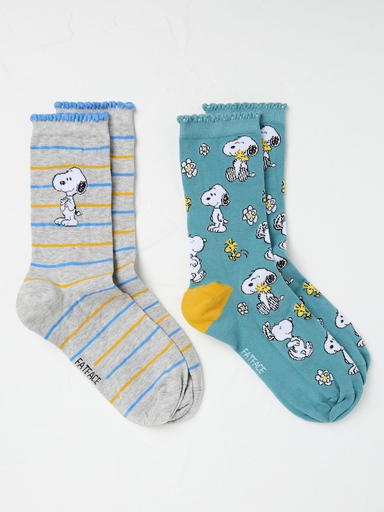 Multi Colour Snoopy Socks in a Gift Box 2 Pack - Image 2 of 2