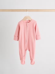 Pink 3 Pack Baby Two Way Zip Sleepsuits 3 Pack (0-2yrs) - Image 2 of 13