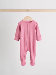 Pink 3 Pack Baby Two Way Zip Sleepsuits 3 Pack (0-2yrs) - Image 3 of 13