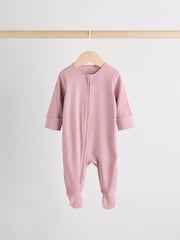 Pink 3 Pack Baby Two Way Zip Sleepsuits 3 Pack (0-2yrs) - Image 4 of 13
