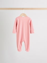 Pink 3 Pack Baby Two Way Zip Sleepsuits 3 Pack (0-2yrs) - Image 6 of 13