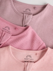Pink 3 Pack Baby Two Way Zip Sleepsuits 3 Pack (0-2yrs) - Image 8 of 13