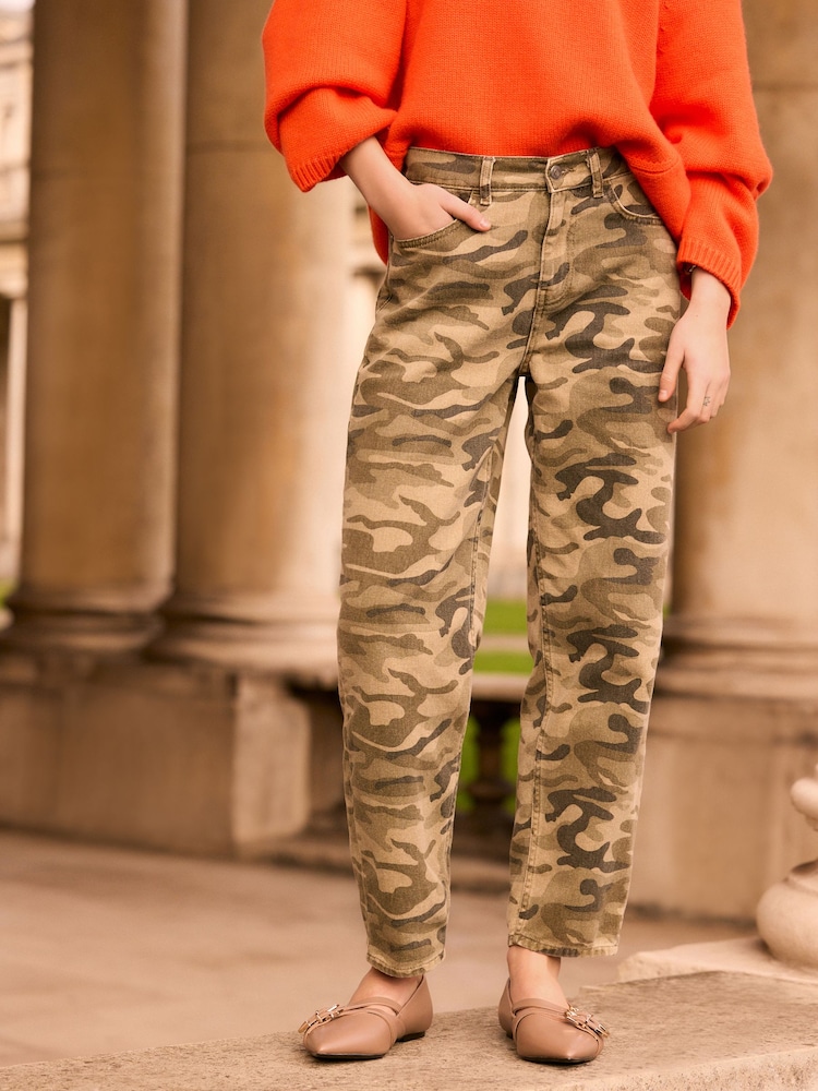 Camo Print 100% Cotton Barrel Leg Jeans - Image 2 of 4