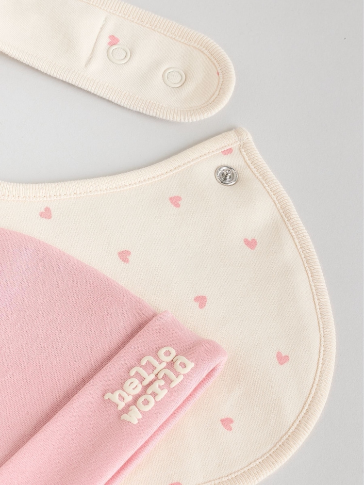 Pink Baby Sleepsuit, Bodysuit, Beanie and Bib Set 4 Piece (0-9mths) - Image 11 of 11