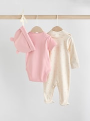 Pink Baby Sleepsuit, Bodysuit, Beanie and Bib Set 4 Piece (0-9mths) - Image 2 of 11