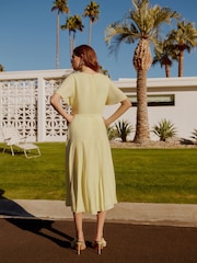 Friends Like These Buttermilk Yellow Sleeveless Drop Pleated Waist Midi Dress - Image 5 of 5