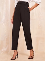 Friends Like These Black Barrel Leg Tailored Trousers - Image 1 of 4