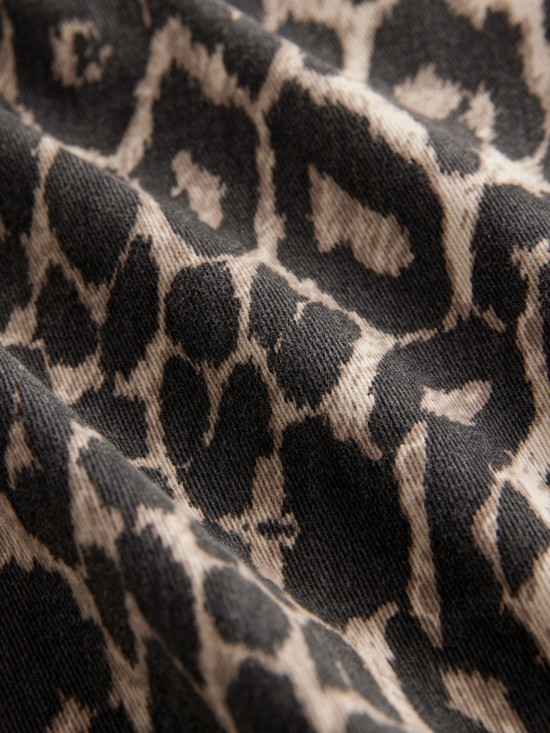 Buy Leopard Print Button Down Mini Denim 100% Cotton Dress