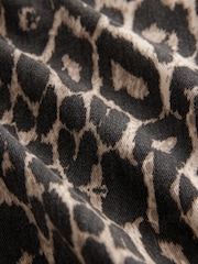 Leopard Print Button Down Mini Denim 100% Cotton Dress - Image 8 of 8