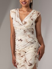 Jolie Moi Green Katrina Sleeveless Ruched Bodycon Dress - Image 3 of 5