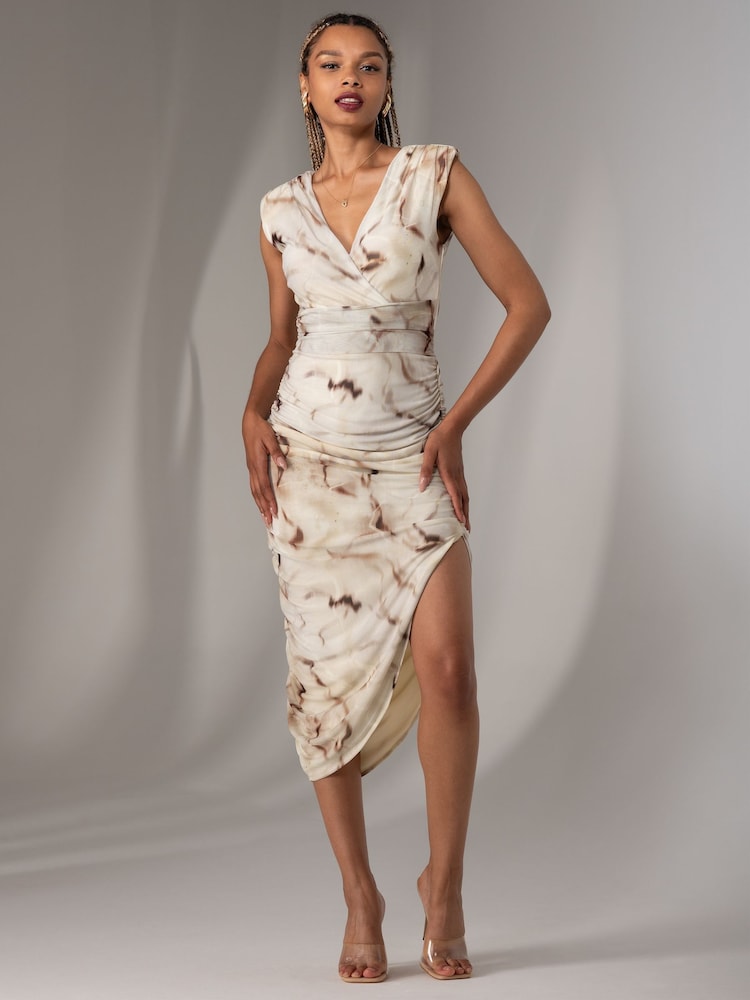 Jolie Moi Green Katrina Sleeveless Ruched Bodycon Dress - Image 5 of 5